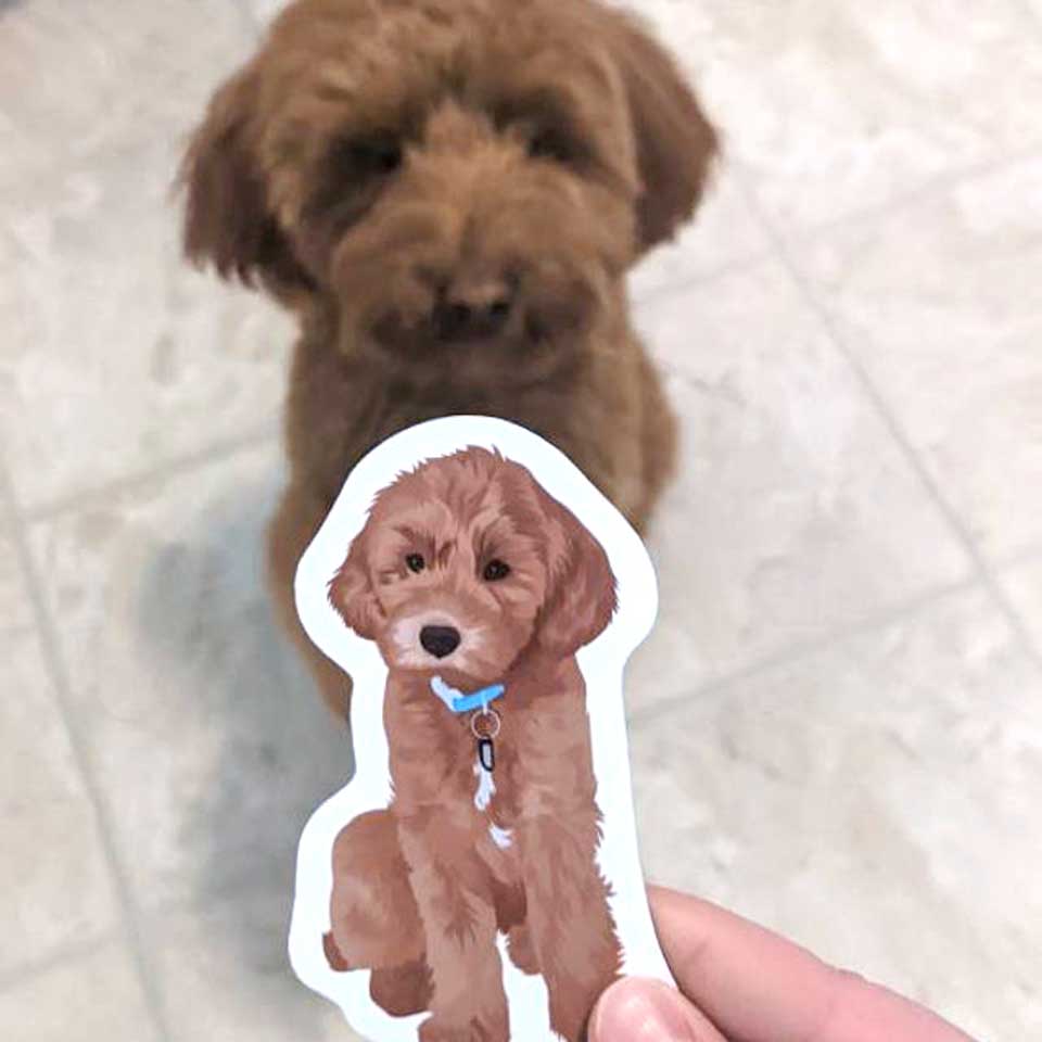 Cool Personalized Custom Dog Photo Sticker Gift, Turn Your Photo Portrait Picture into Custom Drawn Sticker Decals