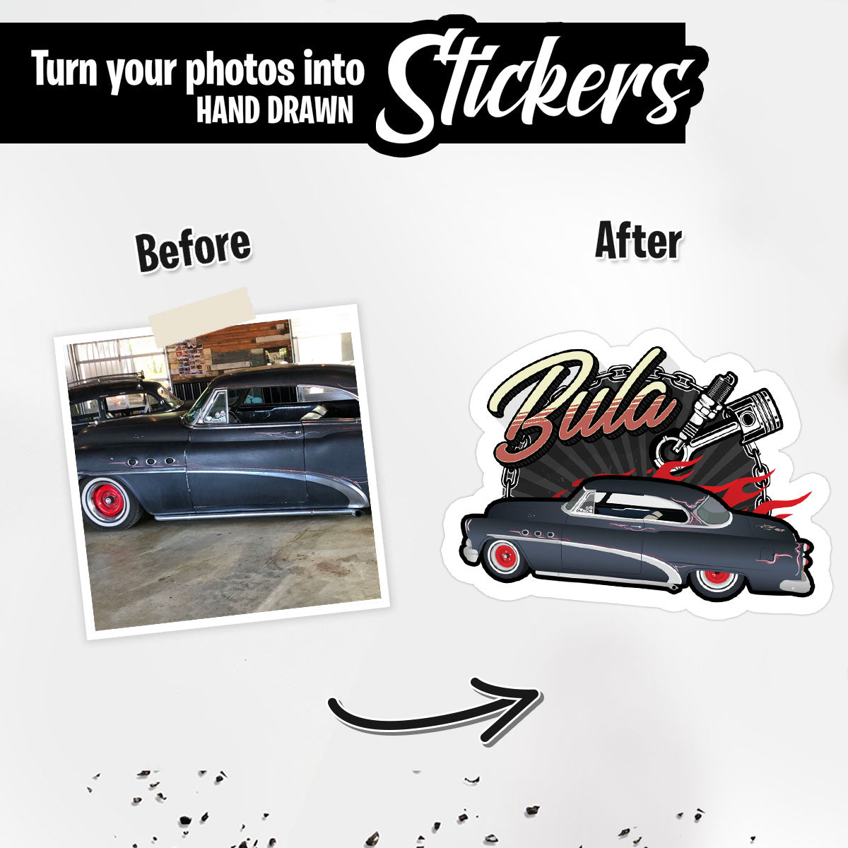 Cool Personalized Custom Car Photo Sticker Gift, Turn Your Photo Portrait Picture into Custom Drawn Sticker Decals