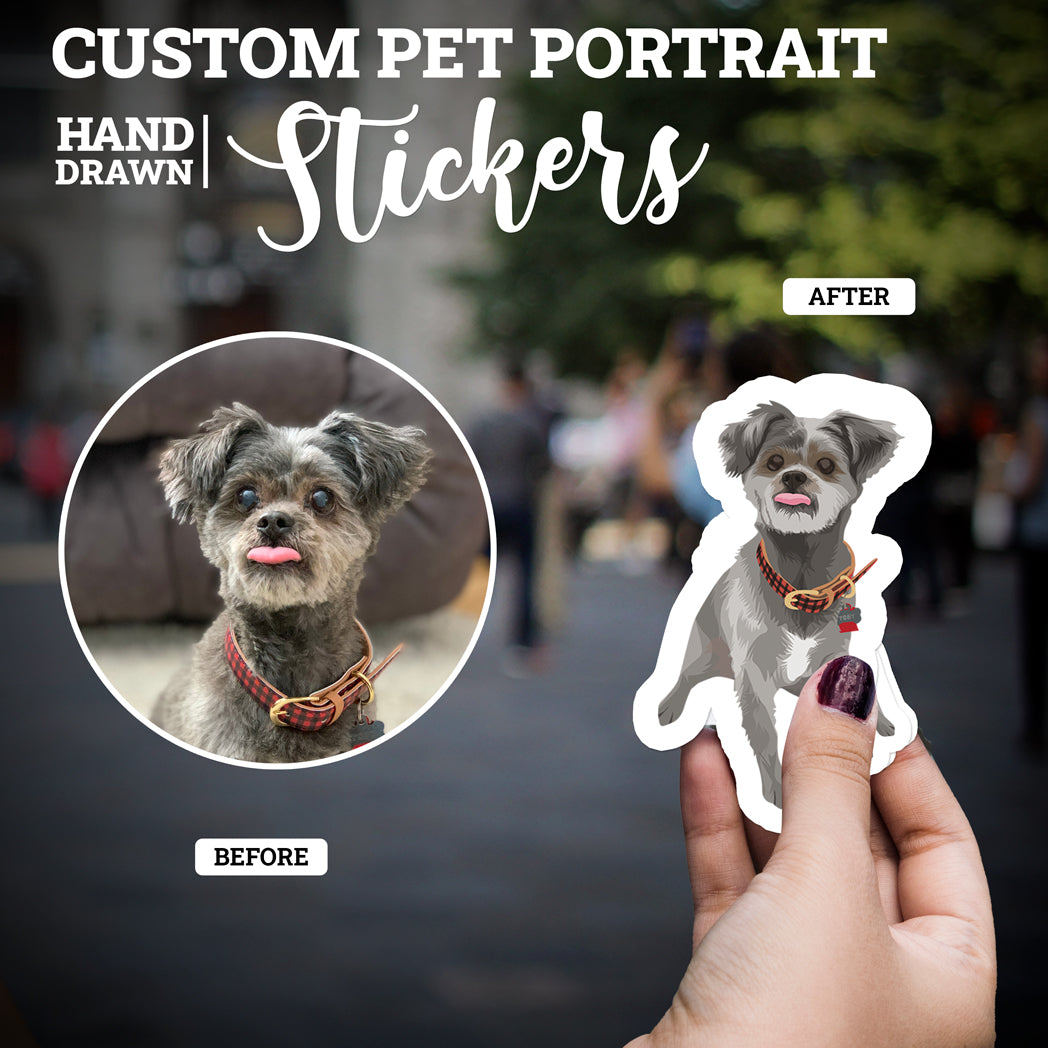 Cool Personalized Custom Dog Photo Sticker Gift, Turn Your Photo Portrait Picture into Custom Drawn Sticker Decals