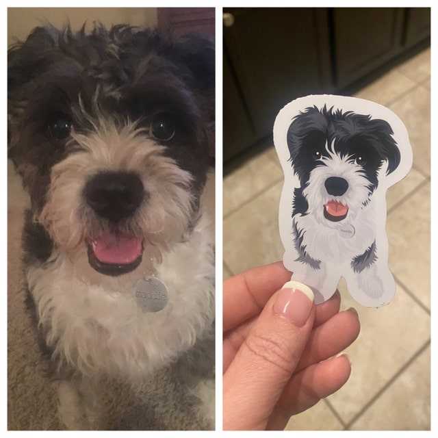 Cool Personalized Custom Dog Photo Sticker Gift, Turn Your Photo Portrait Picture into Custom Drawn Sticker Decals
