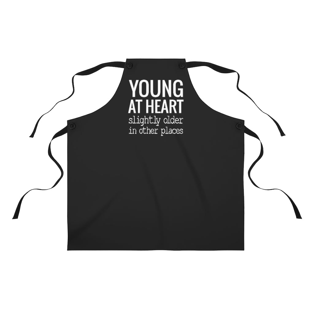 Funny Older Adult Apron Gift for Men Women, Young At Heart Apron