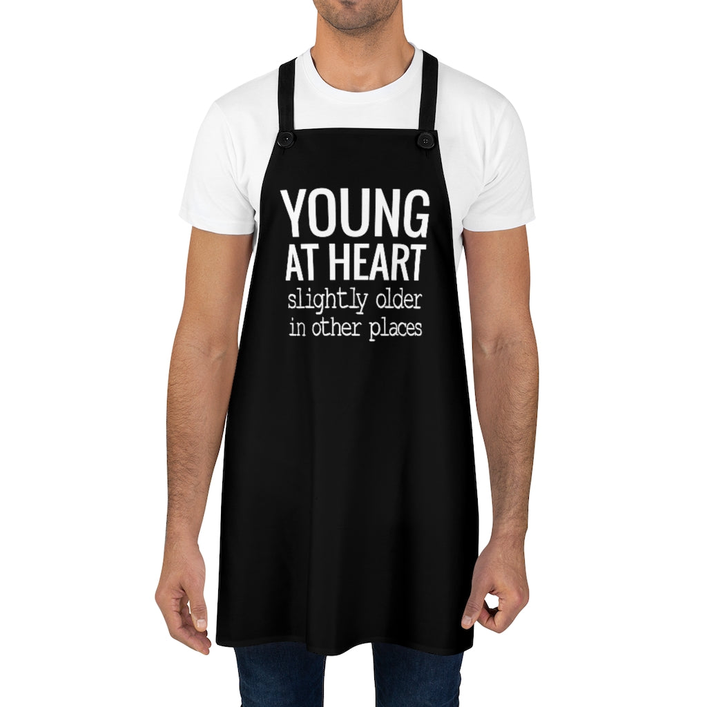 Funny Older Adult Apron Gift for Men Women, Young At Heart Apron