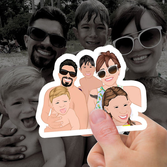 Cool Personalized Custom Family Photo Sticker Gift, Turn Your Photo Portrait Picture into Custom Drawn Sticker Decals