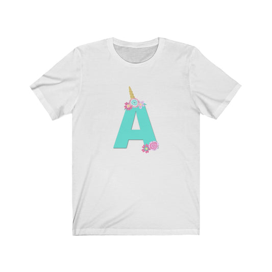 Unicorn Lover T-shirt Gift for Girls, Unicorn Initial Letter A Tee Shirt