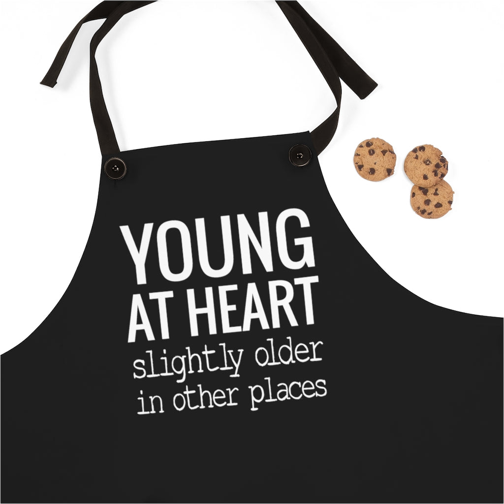 Funny Older Adult Apron Gift for Men Women, Young At Heart Apron