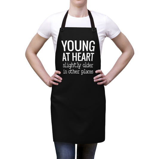 Funny Older Adult Apron Gift for Men Women, Young At Heart Apron